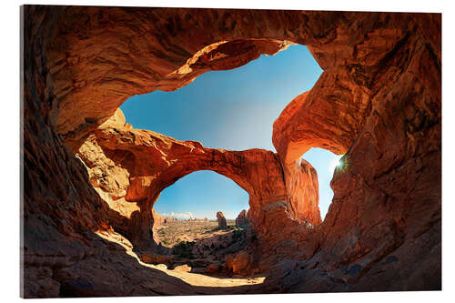 Acrylglasbild Double Arch Sonnenuntergang, Arches Nationalpark, Moab, USA