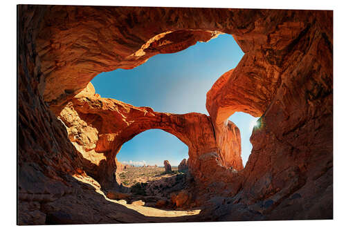 Alubild Double Arch Sonnenuntergang, Arches Nationalpark, Moab, USA