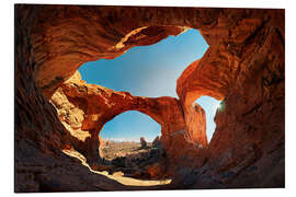 Magnettafel Double Arch Sonnenuntergang, Arches Nationalpark, Moab, USA