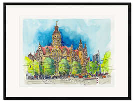 Impression artistique encadrée Leipzig New Town Hall