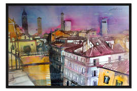 Gerahmter Kunstdruck Bologna Dachlandschaft
