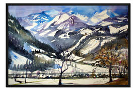 Gerahmter Kunstdruck Pinzgauer Winterlandschaft bei Bruck