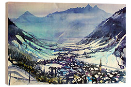 Wood print Rauris in winter