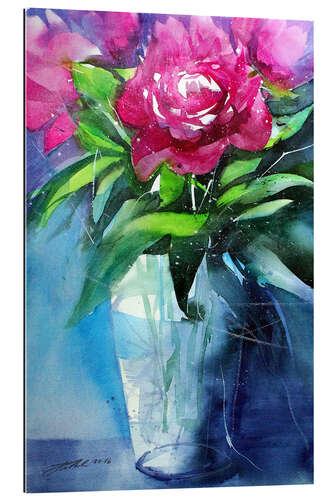 Tableau en plexi-alu Red peonies in vase