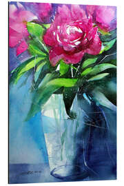 Magnettafel Rote Pfingstrosen in Vase