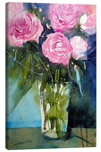 Quadro em tela Pink peonies in vase