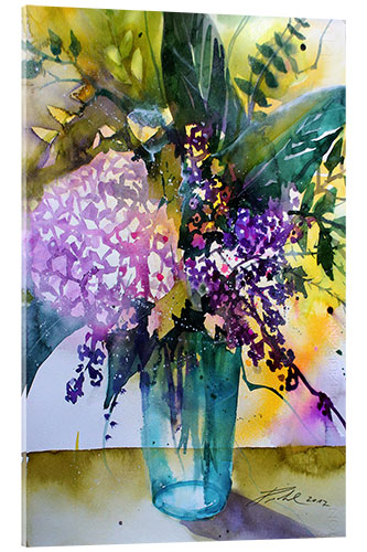 Acrylglasbild Strauß mit Hortensie