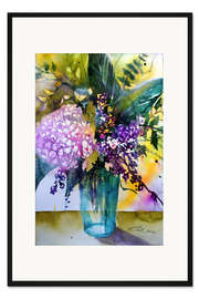 Gerahmter Kunstdruck Strauß mit Hortensie