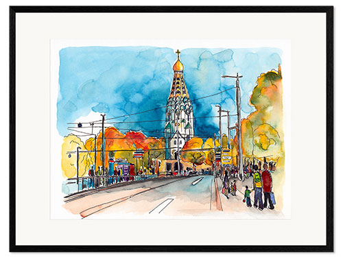 Gerahmter Kunstdruck Leipzig Russische Gedächtniskirche