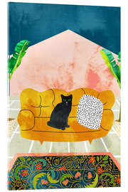 Akryylilasitaulu Black cat on yellow sofa