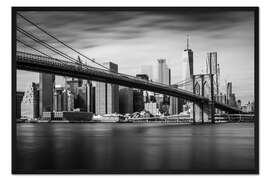 Gerahmter Kunstdruck New York City - Brooklyn Bridge and Skyline