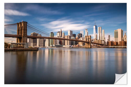 Självhäftande poster New York City - Brooklyn Bridge and Skyline