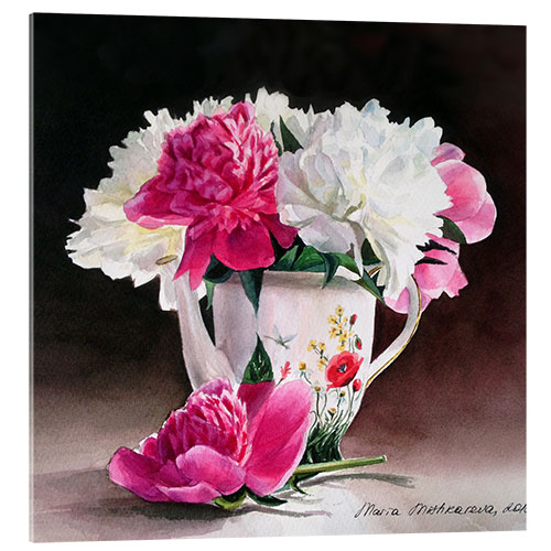 Acrylglas print Porcelain and peonies