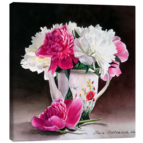 Tableau sur toile Pivoines dans un pot de porcelaine