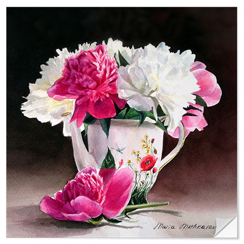 Selvklebende plakat Porcelain and peonies