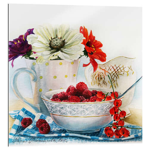 Galleritryk Flowers and berries watercolor painting