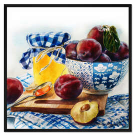 Gerahmter Kunstdruck Pflaumenmarmelade Aquarellmalerei