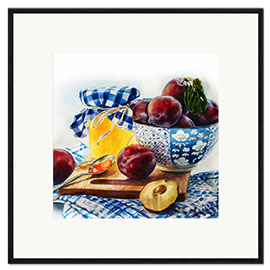 Framed art print Plum jam watercolor painting