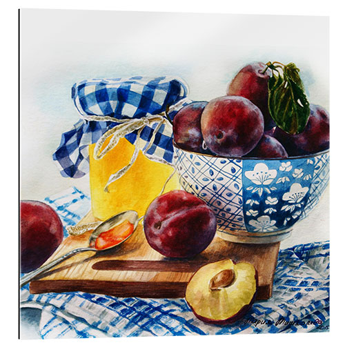 Quadro em plexi-alumínio Plum jam watercolor painting