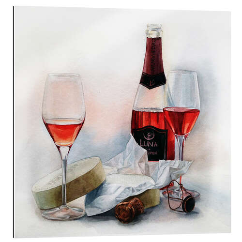 Gallery print Wine and cheese watercolor painting