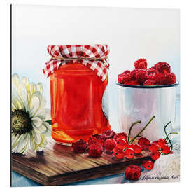 Aluminium print Raspberry jam watercolor painting