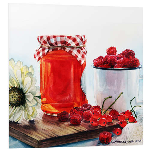 PVC-taulu Raspberry jam watercolor painting