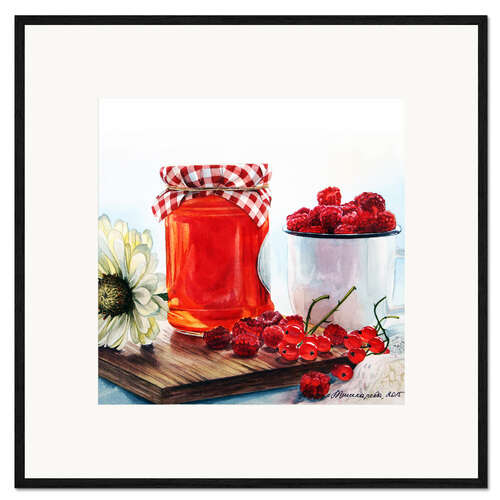 Impresión de arte enmarcada Raspberry jam watercolor painting
