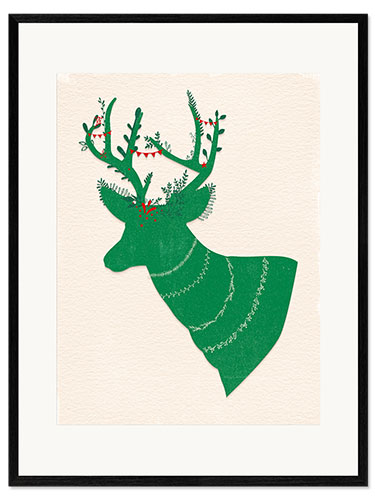 Framed art print Green Deer