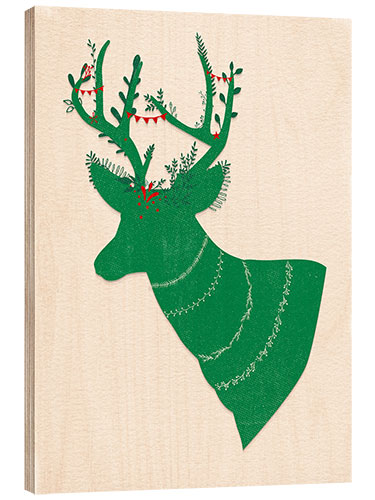 Hout print Green Deer