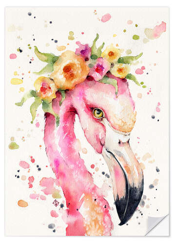 Sticker mural Petit flamant rose