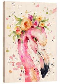 Wood print Little flamingo