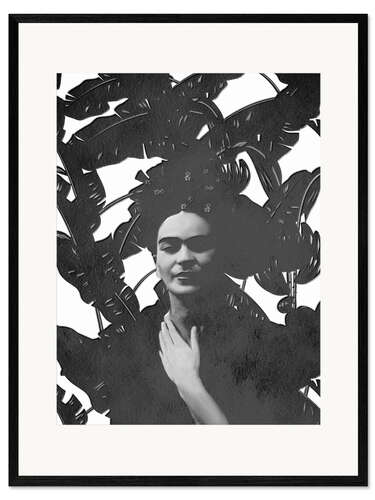 Ingelijste kunstdruk Frida Kahlo zwart-wit