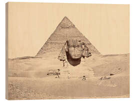 Wood print Chephren pyramid and sphinx