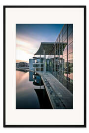 Gerahmter Kunstdruck Sonnenaufgang Regierungsviertel Berlin