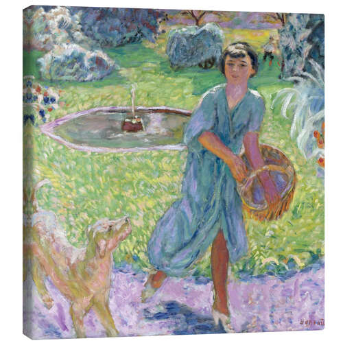 Canvas print Girl Playing with a Dog