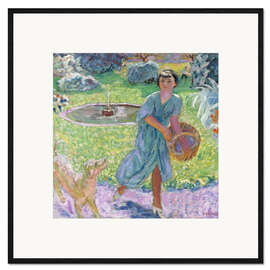 Kunsttryk i ramme Girl Playing with a Dog
