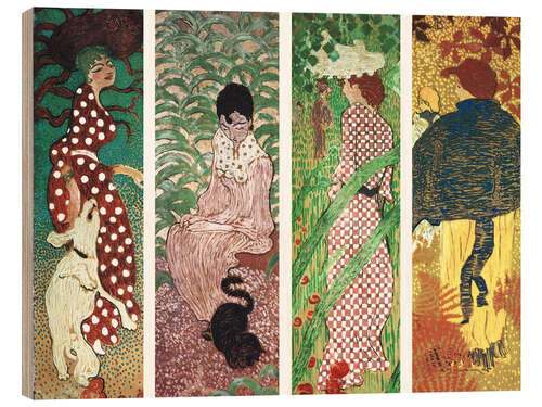 Wood print Women in the garden