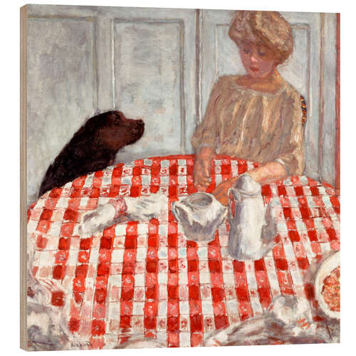 Tableau en bois La nappe à carreaux rouges, 1910