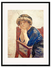 Plakat artystyczny premium w ramie woman with heron’s feather