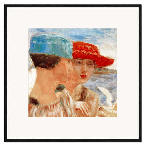 Gerahmter Kunstdruck Junge Mädchen mit einer Möwe