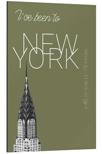 Aluminiumsbilde Popart New York Chrysler Building I have been to Color: calliste green