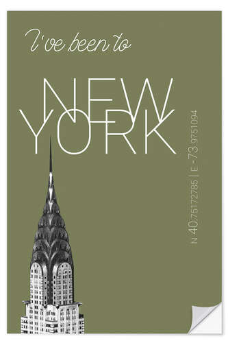 Muursticker Popart New York Chrysler Building I have been to Color: calliste green