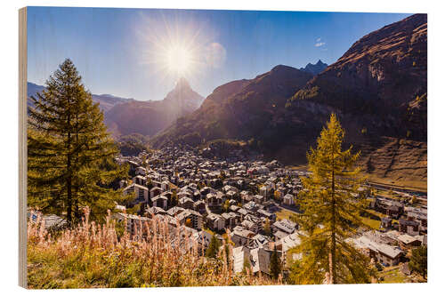 Hout print Zermatt in the Valais