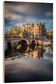 Hout print Amsterdam during morning light