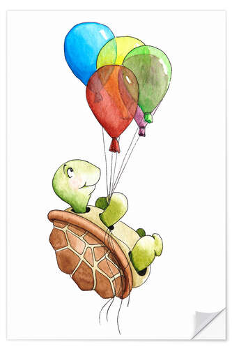 Sticker mural Tortue et ballons