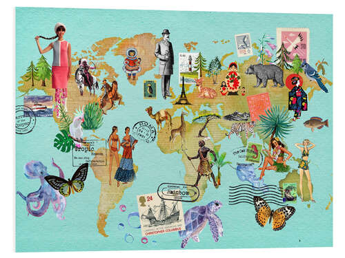 Quadro em PVC Mapa do mundo vintage