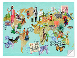 Sticker mural Carte du monde Vintage