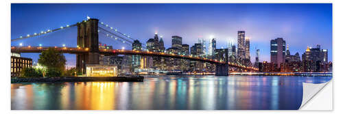 Självhäftande poster Brooklyn Bridge panorama in New York City, USA