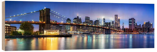 Print på træ Brooklyn Bridge panorama in New York City, USA