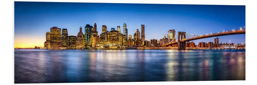 Foam board print New York City skyline panorama at night